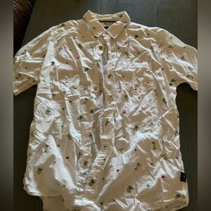 Ocean Current White Shirt with Pineapple Print